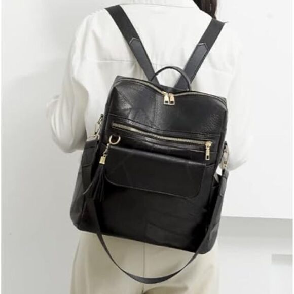 Fashion backpack in black and gold - NEW - Picture 1 of 13